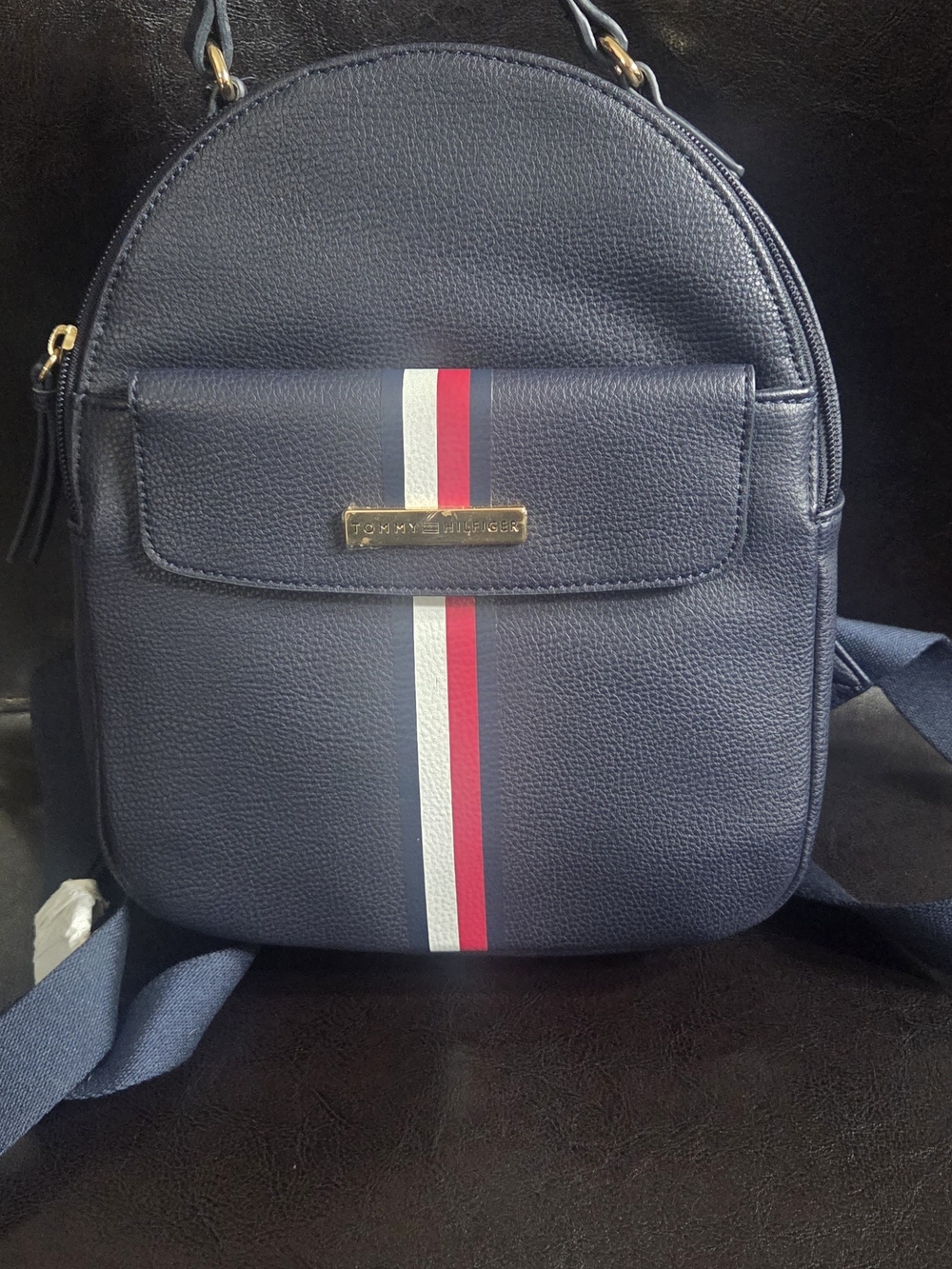Tommy Hilfiger Navy Mini Backpack with Signature Stripe Bag Purse New With Tags